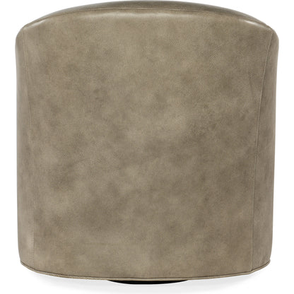 Gideon Swivel Club Chair by Hooker Furniture in grey and landscape frozen valley. Made from leather in a transitional style.
