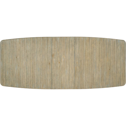Surfrider Dining Table by Hooker Furniture in driftwood. Made from pecan veneers with solid-wood edge top in a transitional style.