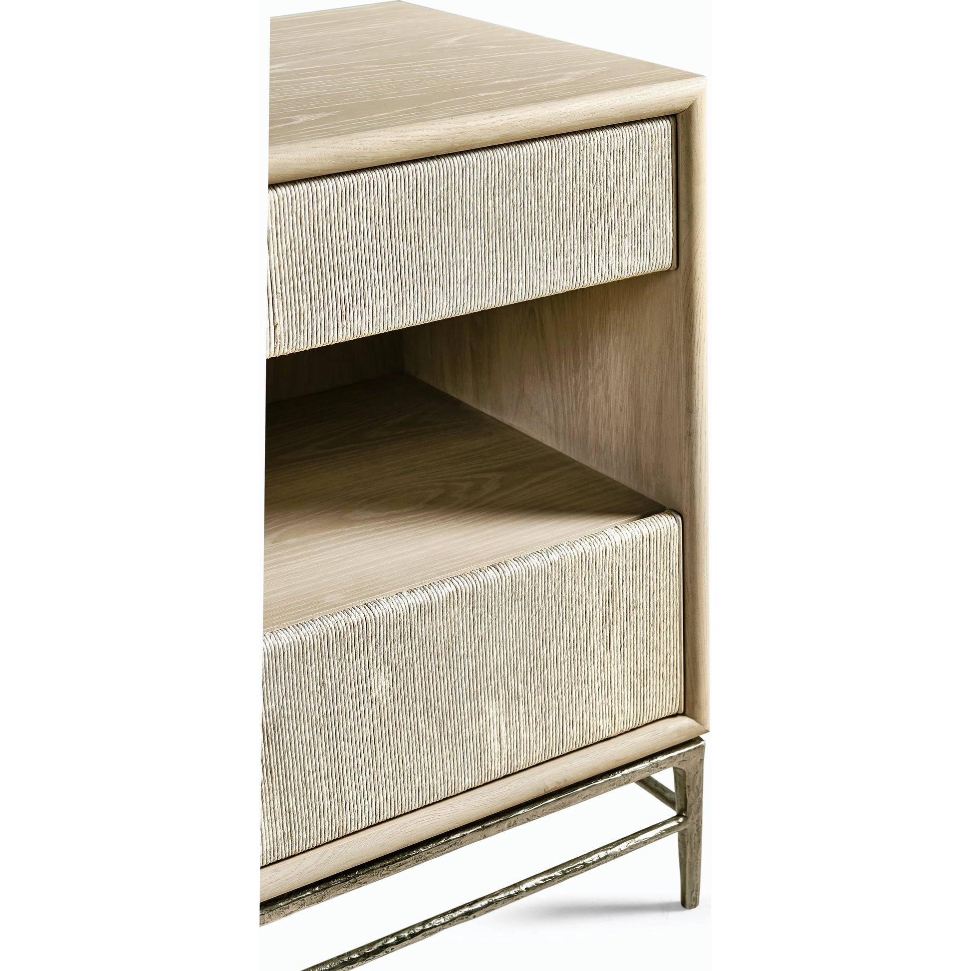 Water Clapotis Danish Cord Nightstand by Jonathan Charles in bleached oak. Made from oak, danish cord, metal in a transitional style.