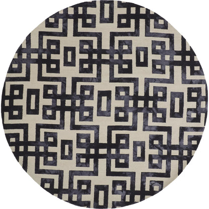 Lorrain Geometric Rug - 8568F by Feizy in ivory, black. Made from wool in a unique style.