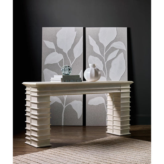 Commerce and Market Melrose Console Table by Hooker Furniture in white plaster. Made from wood, resin in a unique style.