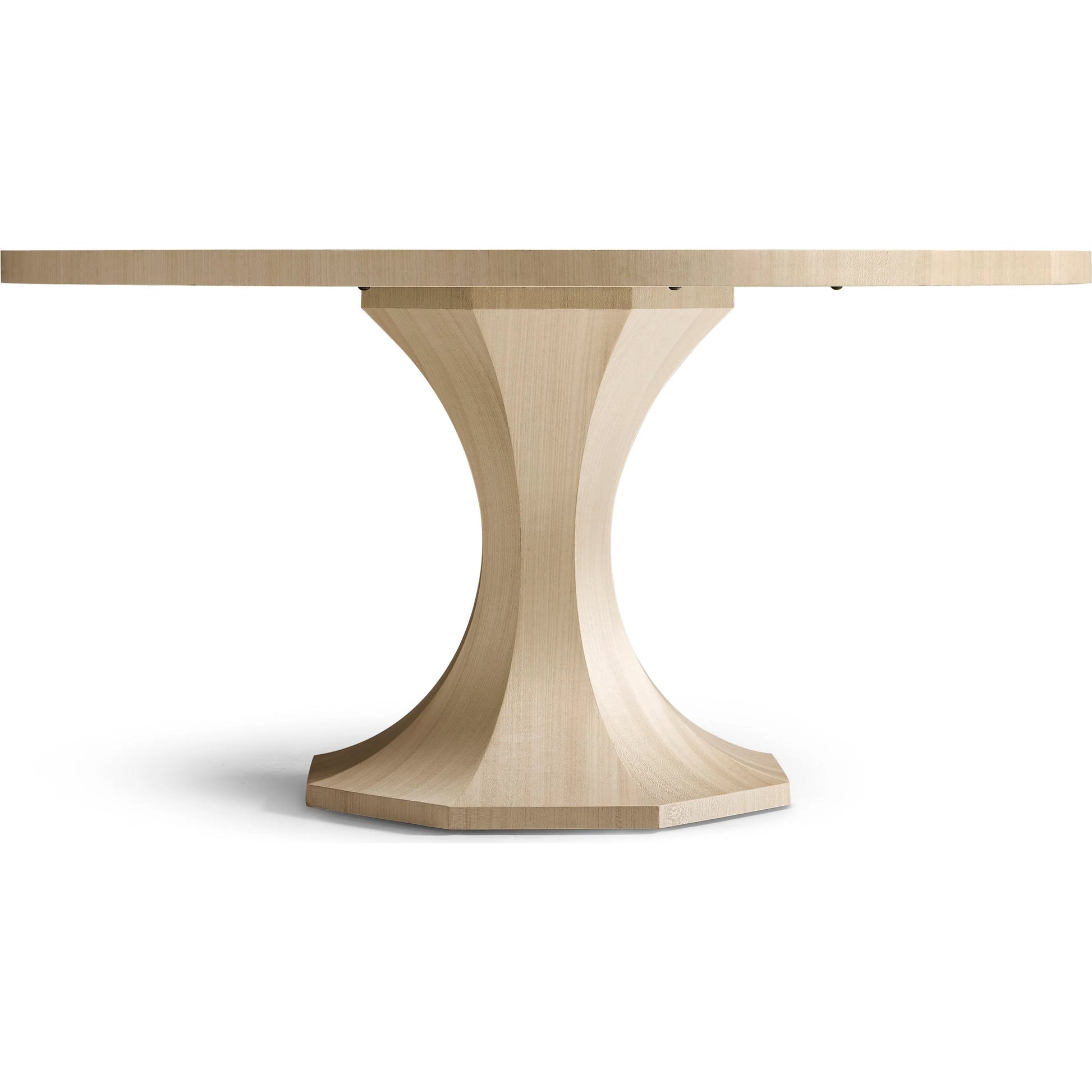 Tidepool Round Dining Table by Jonathan Charles in beige and natural dyed koto. Made from koto veneer in a modern style.