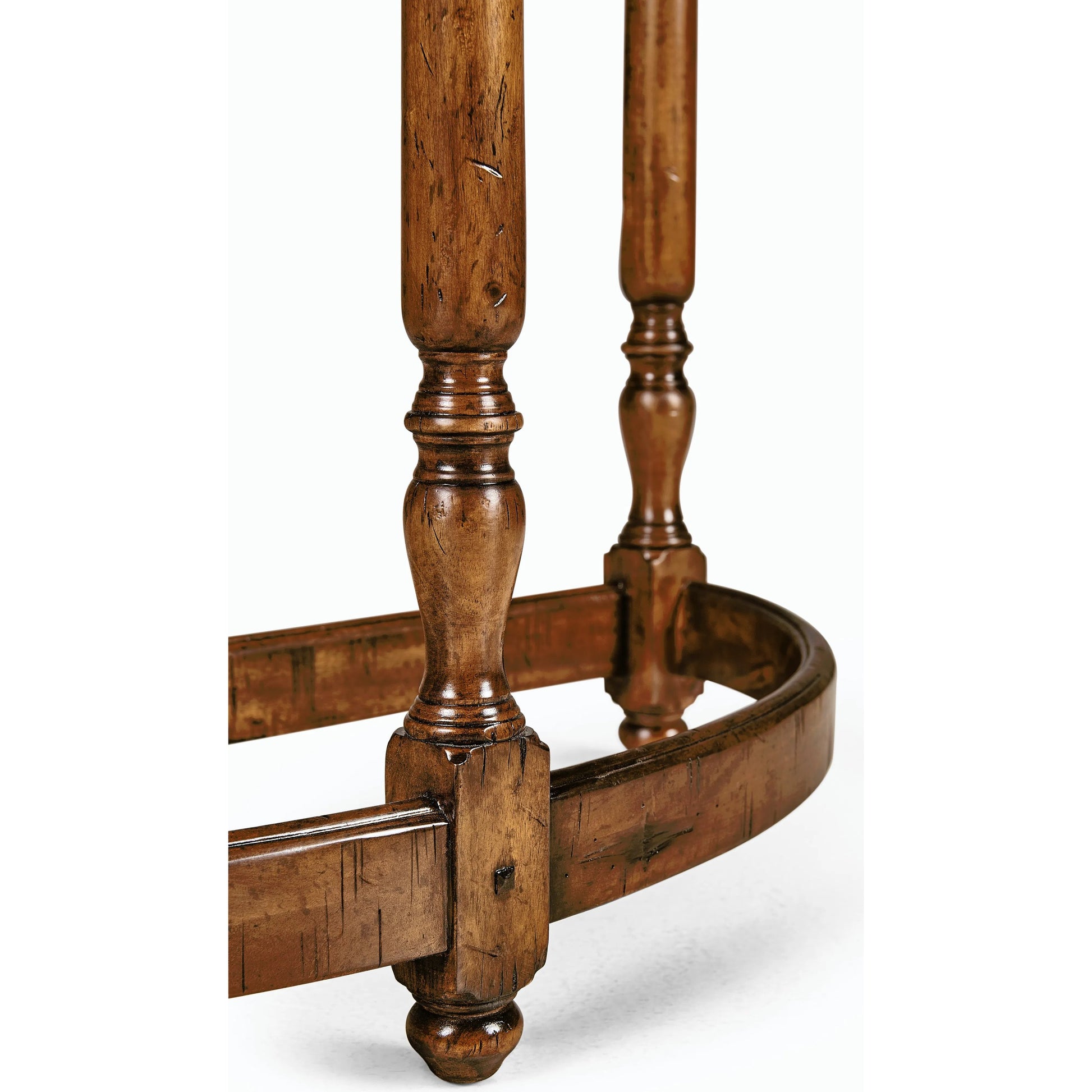 Casually Country Walnut Demilune Console Table by Jonathan Charles in country farmhouse walnut. Made from acacia in a traditional style.