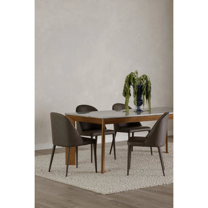 Burton Leather Dining Chair (Set of 2) by Moe's Home Collection in gray. Made from upholstery: 100% polyurethane, iron frame, plywood, foam, pu leather in a transitional style.