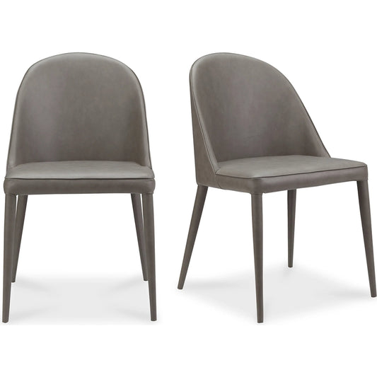 Burton Leather Dining Chair by Moe's Home Collection in gray. Made from upholstery: 100% polyurethane, iron frame, plywood, foam, pu leather in a transitional style.
