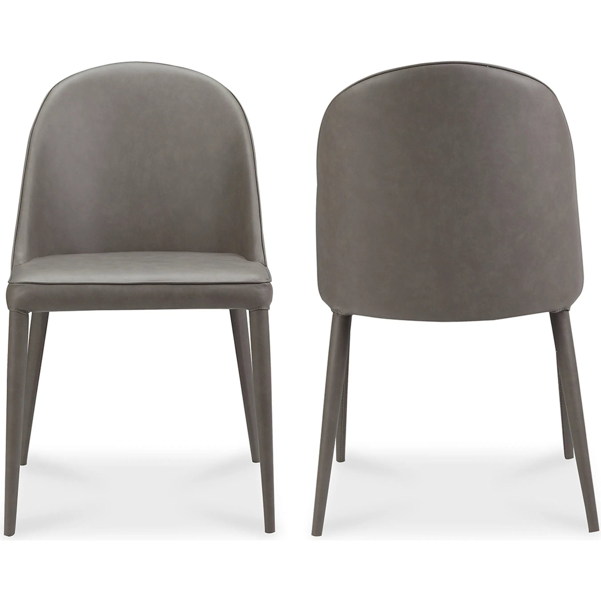 Burton Leather Dining Chair (Set of 2) by Moe's Home Collection in gray. Made from upholstery: 100% polyurethane, iron frame, plywood, foam, pu leather in a transitional style.