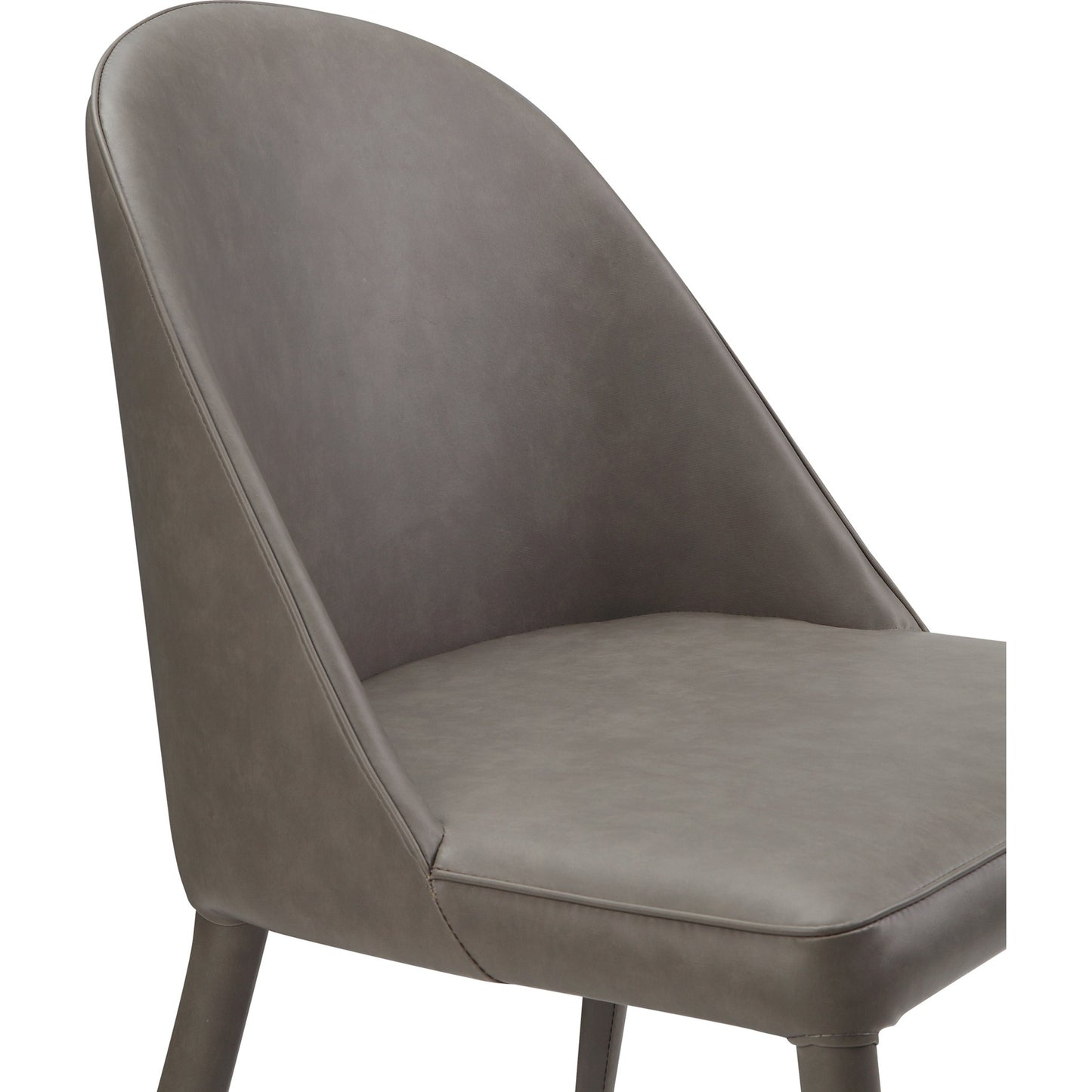 004 SI-1771633 | Closeup | Burton Leather Dining Chair (Set of 2) by Moe's Home Collection in gray. Made from upholstery: 100% polyurethane, iron frame, plywood, foam, pu leather in a transitional style.
