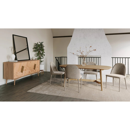 Burton Leather Dining Chair by Moe's Home Collection in gray. Made from upholstery: 100% polyurethane, iron frame, plywood, foam, pu leather in a transitional style.