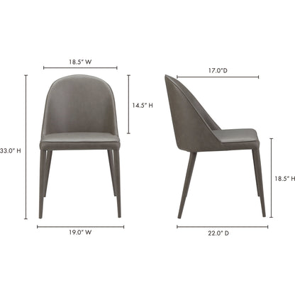 Burton Leather Dining Chair (Set of 2) by Moe's Home Collection in gray. Made from upholstery: 100% polyurethane, iron frame, plywood, foam, pu leather in a transitional style.