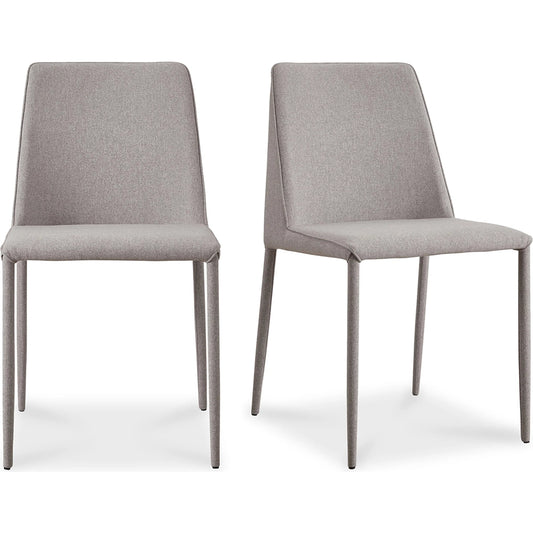 Nora Fabric Dining Chair (Set of 2) by Moe's Home Collection in light gray. Made from upholstery: 100% polyester, iron frame, plywood, foam in a transitional style.
