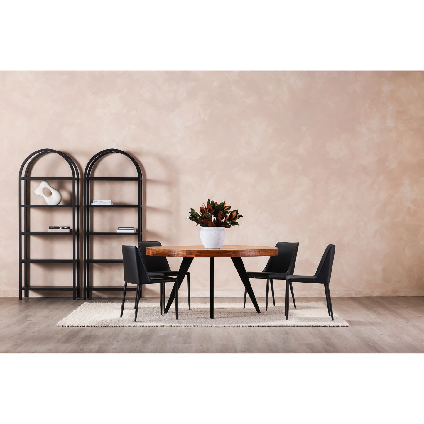 004 SI-1771778 | Lifestyle | Nora Pu Dining Chair (Set of 2) by Moe's Home Collection. Made from upholstery: 100% polyurethane, iron frame, plywood, foam in a transitional style.