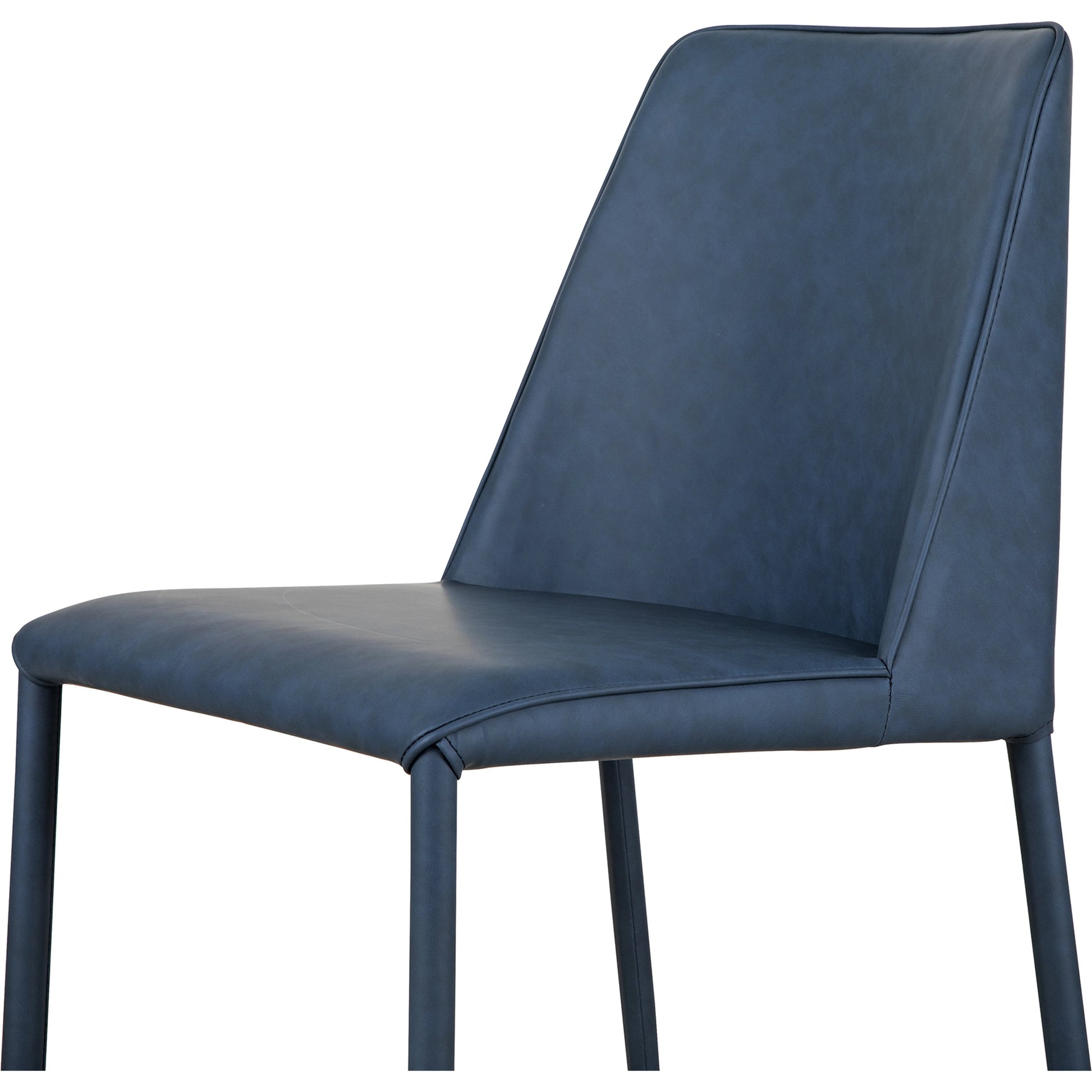 Nora Dining Chair (Set of 2) by Moe's Home Collection in ocean cavern. Made from upholstery: vegan leather, iron frame, plywood, foam in a modern style.
