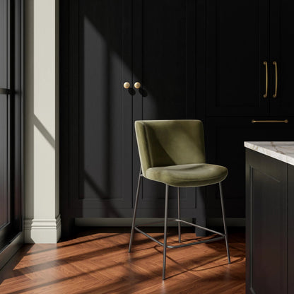 Early Counter Stool by Moe's Home Collection. Made from upholstery: 100% polyester, metal frame, foam, plywood in a transitional style.