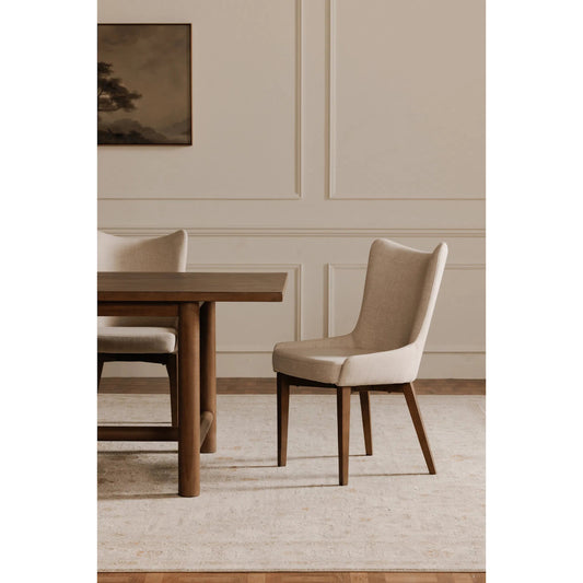 Potter Dining Chair by Moe's Home Collection in heather beige and dark brown. Made from upholstery: 100% polyester, metal frame, foam, plywood in a unique style.
