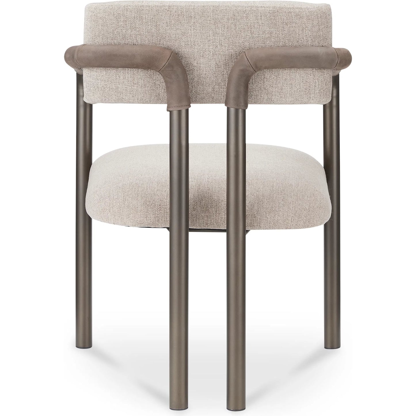 004 SI-2441339 | Additional Silo | Cassidy Dining Chair by Moe's Home Collection in brown. Made from seat 100% polyester, arm 100% top grain leather, iron frame, foam, plywood in a transitional style.