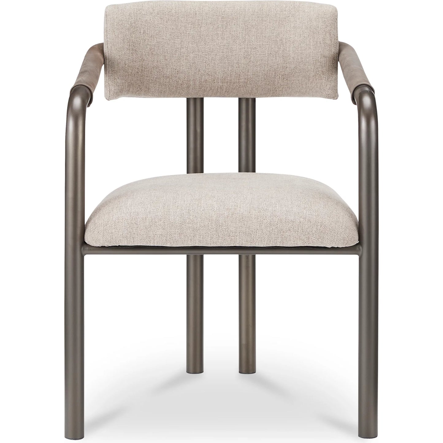 001 SI-2441339 | Additional Silo | Cassidy Dining Chair by Moe's Home Collection in brown. Made from seat 100% polyester, arm 100% top grain leather, iron frame, foam, plywood in a transitional style.