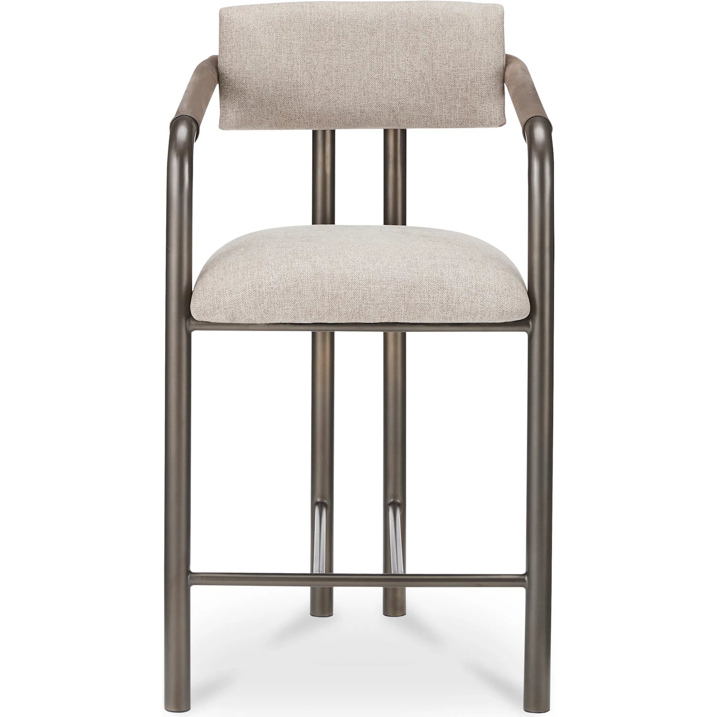 001 SI-2441338 | Additional Silo | Cassidy Counter Stool by Moe's Home Collection in brown. Made from seat 100% polyester, arm 100% top grain leather, iron frame, foam, plywood in a transitional style.