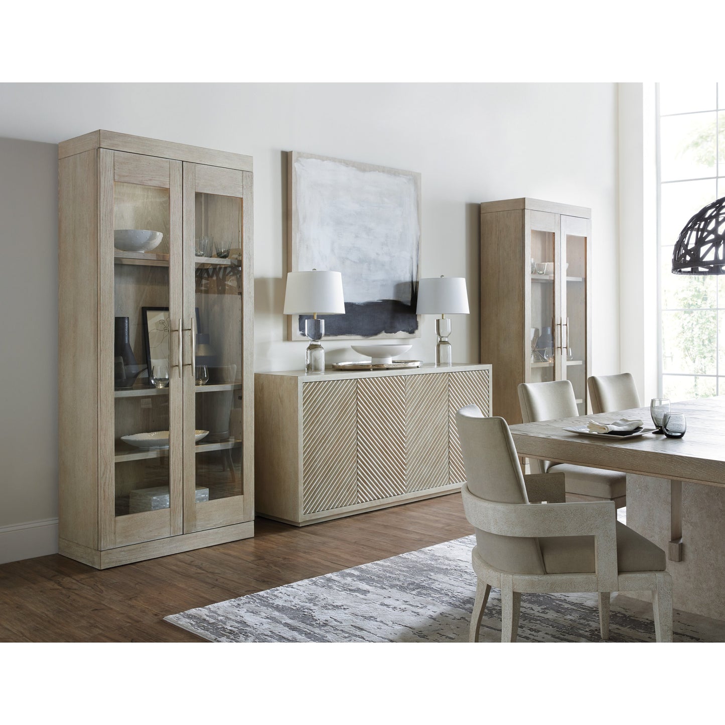 005 SI-1748530 | Lifestyle | Cascade Sideboard by Hooker Furniture in terrain. Made from oak veneers, resin in a transitional style.