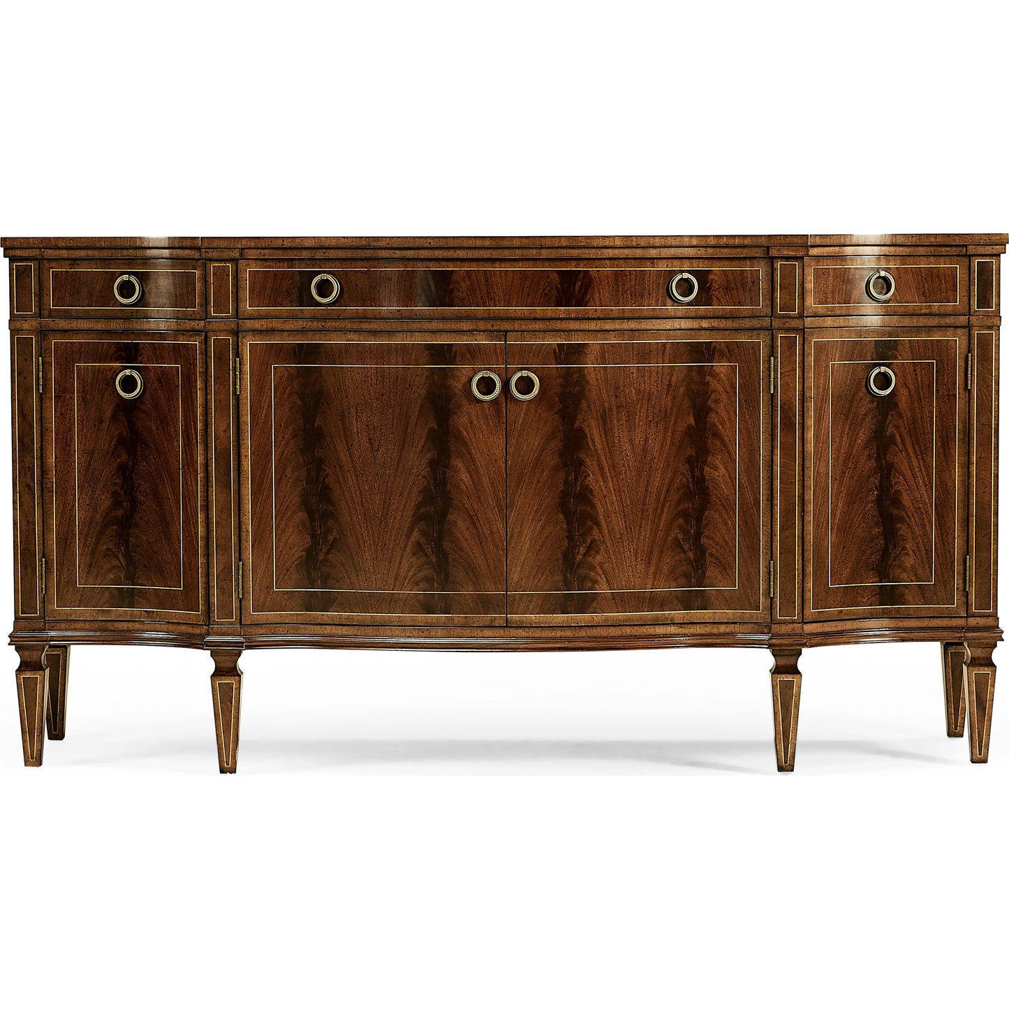 005 SR-846122 | Additional Silo | Buckingham Serpentine Mahogany Credenza by Jonathan Charles in brown and medium antique mahogany. Made from acacia in a traditional style.