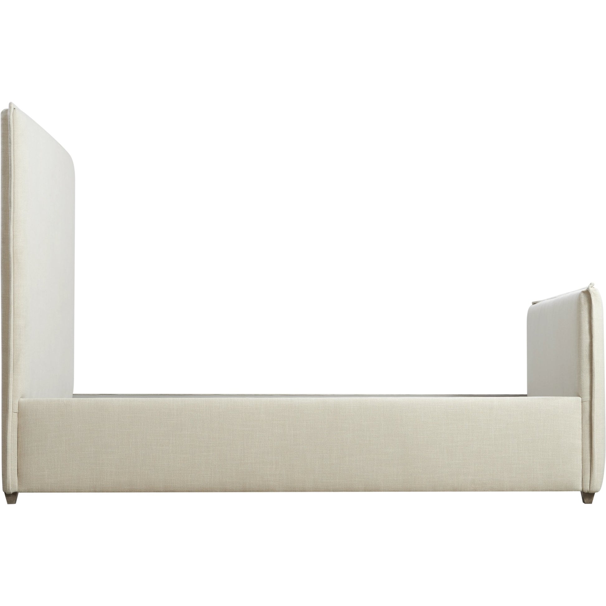 Zest Flanged Upholstered Bed by Zest in beige, flax and cream. Made from rubberwood, fabric in a modern style.