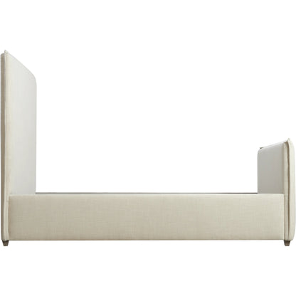Zest Flanged Upholstered Bed by Zest in beige, flax and cream. Made from rubberwood, fabric in a modern style.
