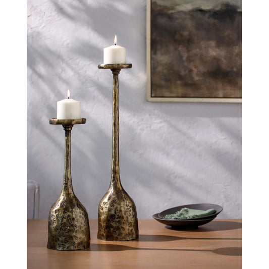 Yamuna Candleholder by Surya in antiqued. Made from main: metal in a modern style.