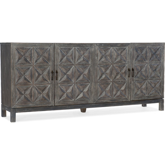 Beaumont Entertainment Console by Hooker Furniture in shale. Made from oak, elm veneers with resin in a eclectic & global style.