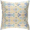 Dark Green, Bright Yellow, Cream, Dark Blue, Teal / 18" x 18"