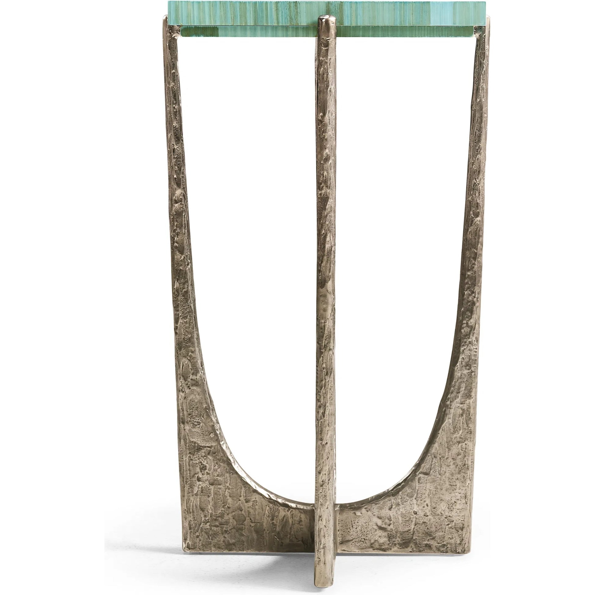Seaglass Martini Table by Jonathan Charles in blue and blue straw. Made from stainless steel, plywood, straw in a eclectic & global style.