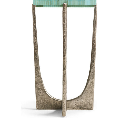 Seaglass Martini Table by Jonathan Charles in blue and blue straw. Made from stainless steel, plywood, straw in a eclectic & global style.