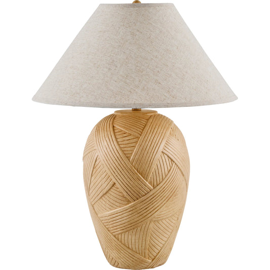 Yendi Accent Table Lamp by Surya in wheat. Made from ceramic, linen, plastic, resin in a unique style.