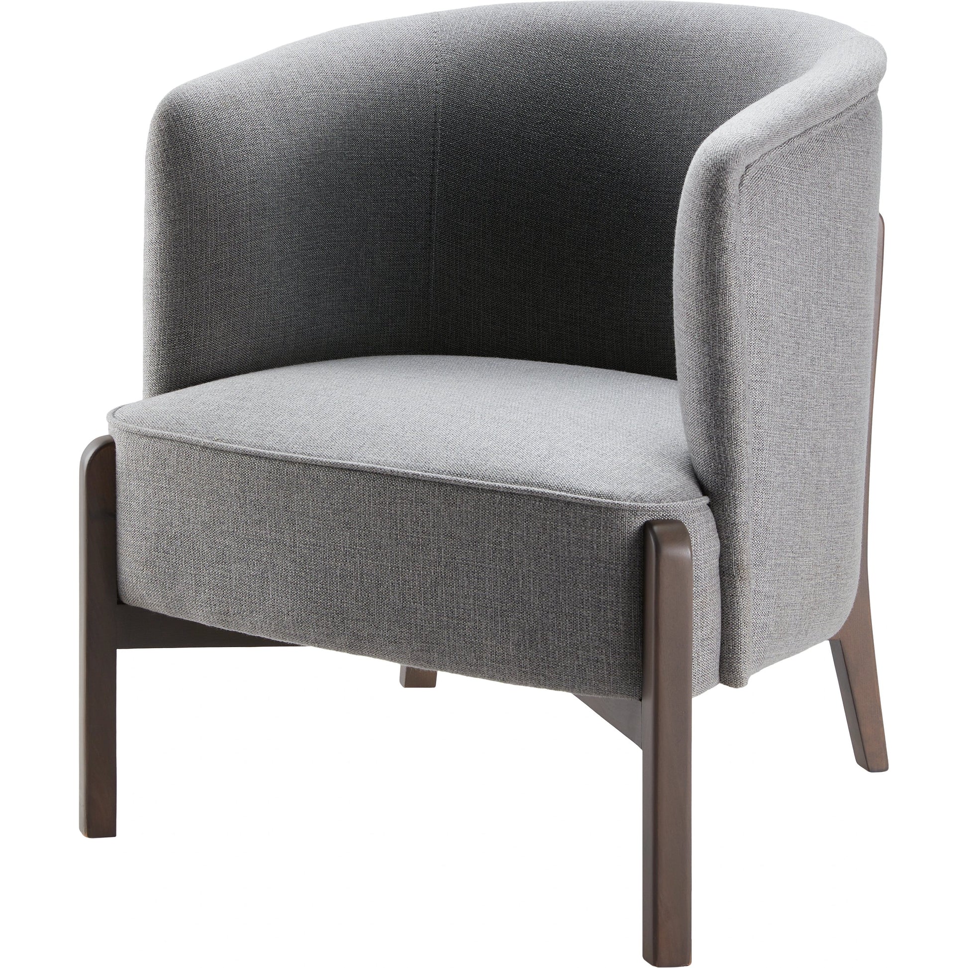 Rayne Accent Chair by Livabliss in light gray and wood finish. Made from upholstery: polyester, base: beech wood, fill: 100% polyurethane foam in a modern style.