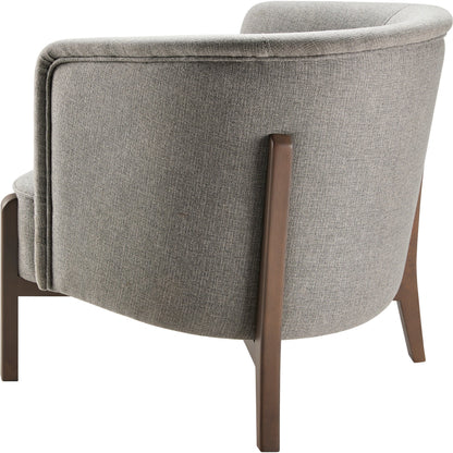 Rayne Accent Chair by Livabliss in light gray and wood finish. Made from upholstery: polyester, base: beech wood, fill: 100% polyurethane foam in a modern style.