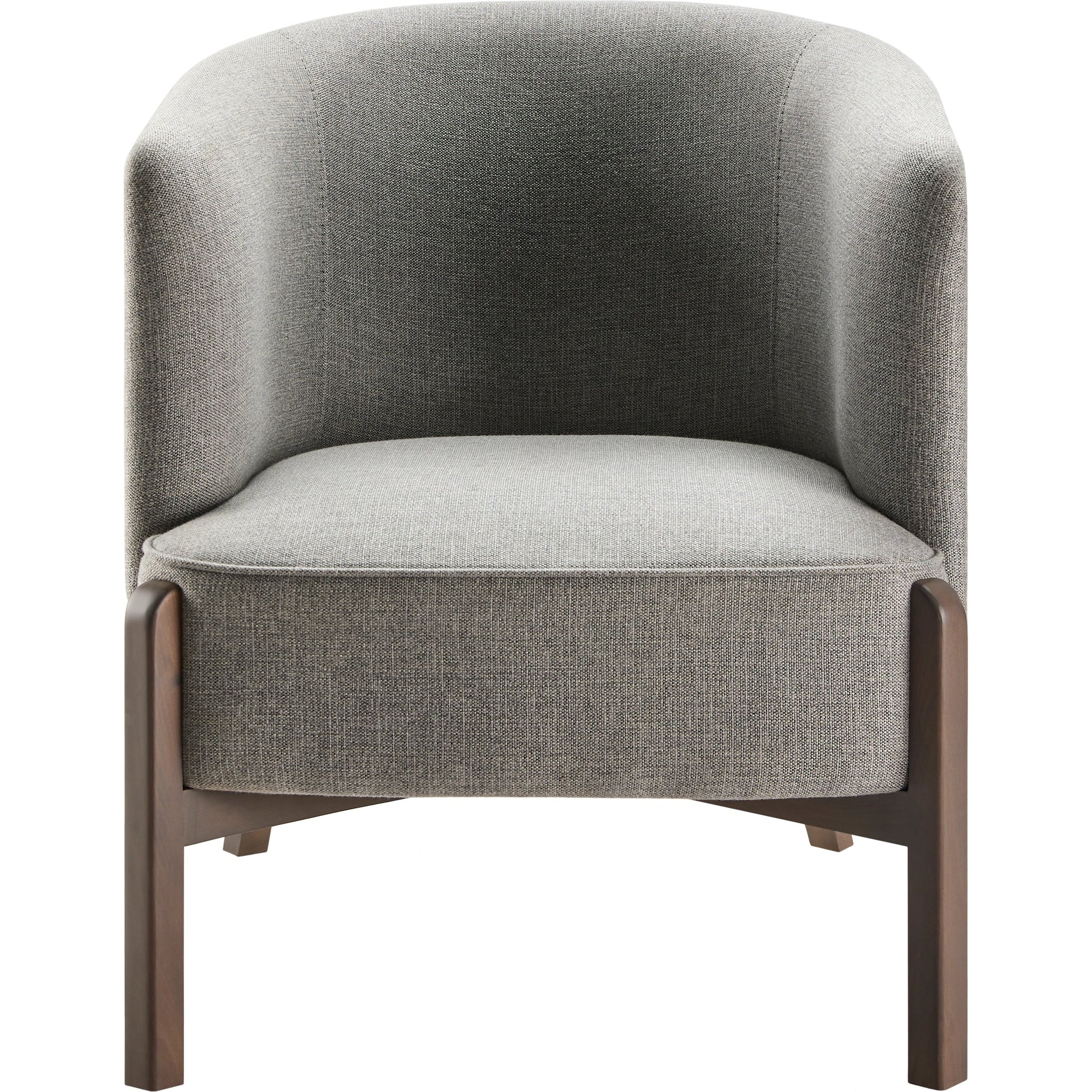 Rayne Accent Chair by Livabliss in light gray and wood finish. Made from upholstery: polyester, base: beech wood, fill: 100% polyurethane foam in a modern style.