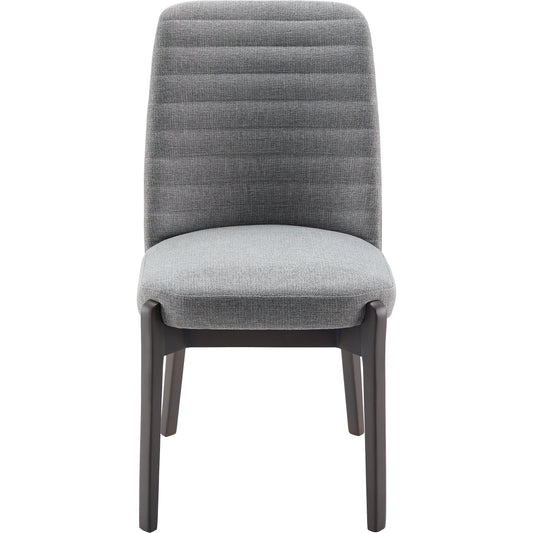 Rayne Dining Chair by Livabliss in light gray and wood finish. Made from top: polyester upholstery: polyester, base: beech wood, fill: 100% polyurethane foam in a modern style.