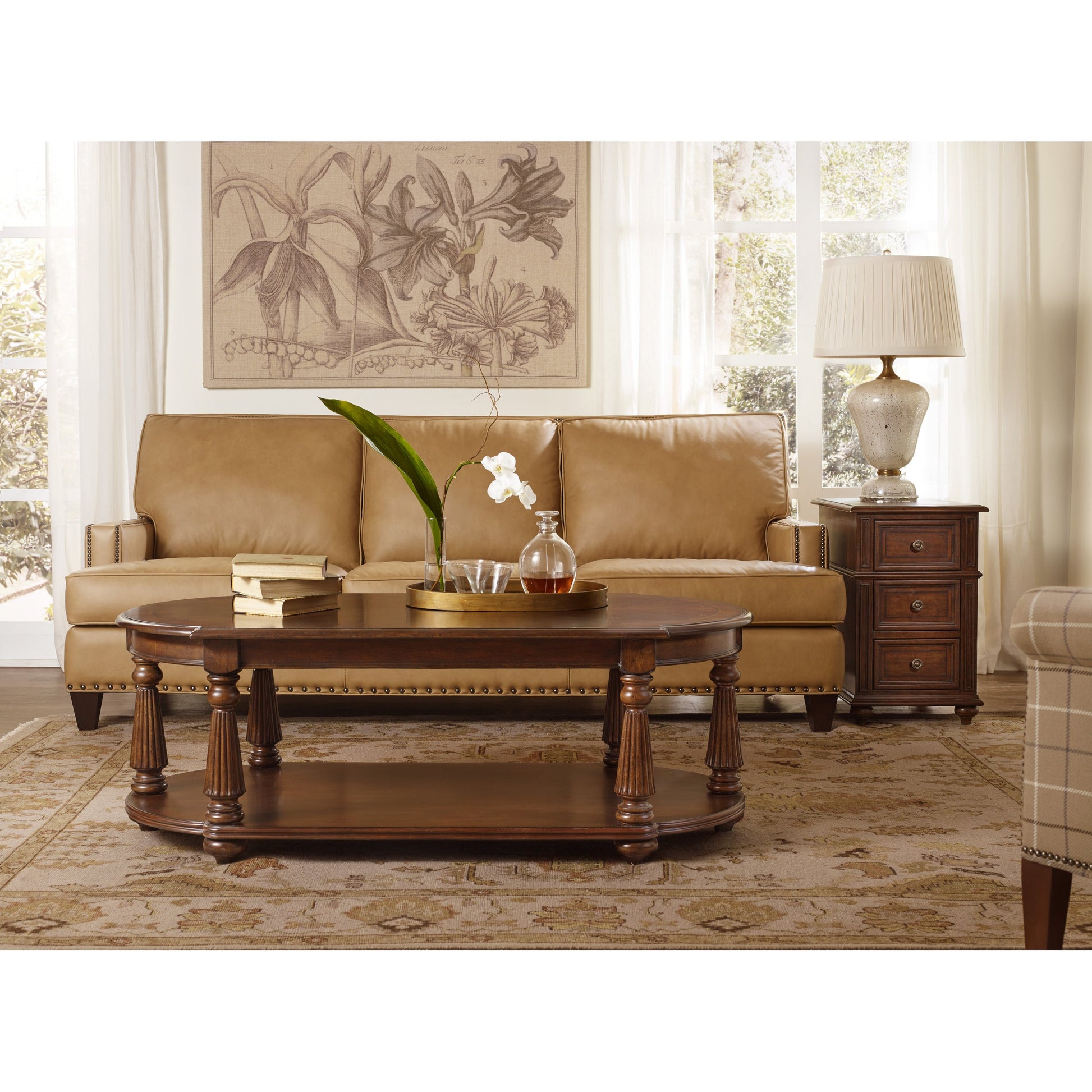 Leesburg Chairside Chest by Hooker Furniture in mahogany. Made from grain, swirl mahogany, ebony veneers in a traditional style.