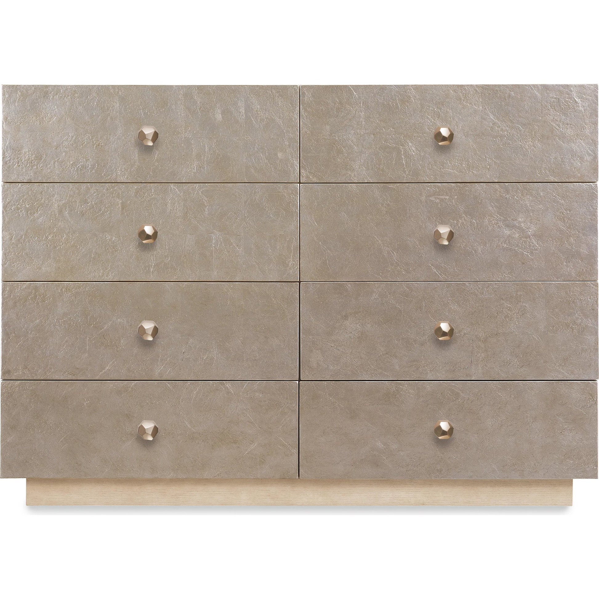 Westwood Single Dresser by Hooker Furniture in silvers and polished limestone. Made from oak veneers in a modern style.