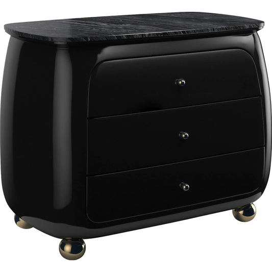 Cabochon Nightstand by Caracole in piano black. Made from resin in a unique style.
