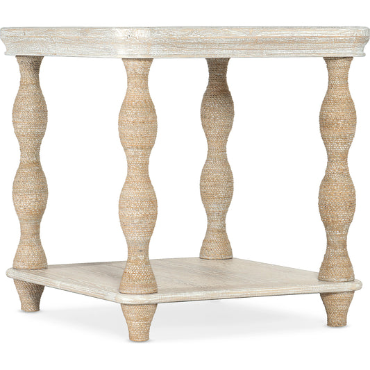 Serenity Bahari Lamp Table by Hooker Furniture in surf. Made from oak veneers, rope in a cottage & farmhouse style.