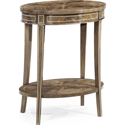 Sherwood Oak Mahogany Oval Lamp Table by Jonathan Charles in brown and light antique mahogany. Made from acacia in a traditional style.