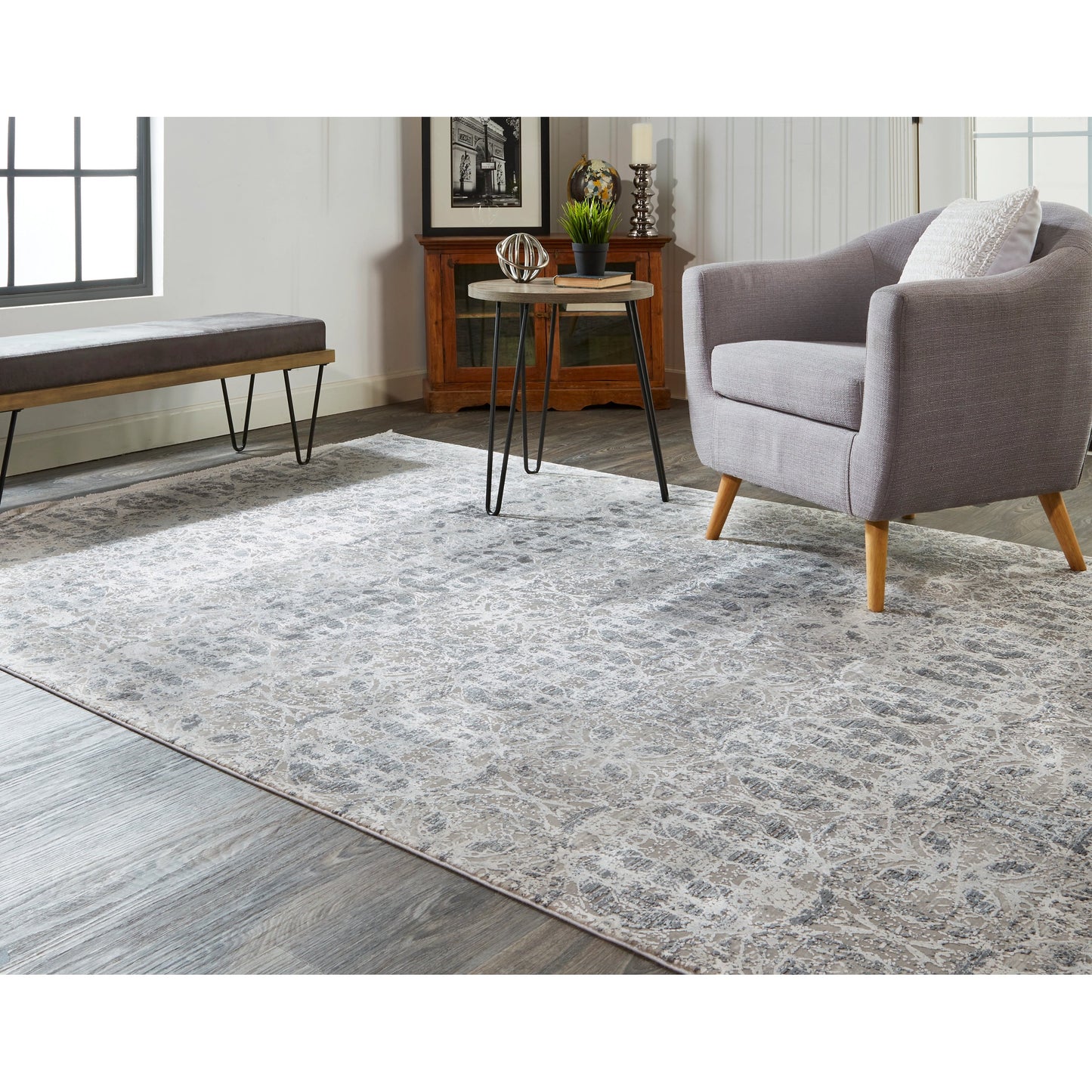 008 SI-1868755,SI-1868756,SI-1868757 | Lifestyle | Cadiz Oriental Rug - 3990F by Feizy in gray, taupe, ivory. Made from viscose, acrylic in a unique style.