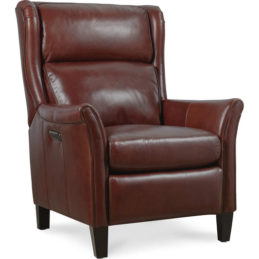Henley Power Recliner with Power Headrest by Hooker Furniture. Made from leather in a traditional style.