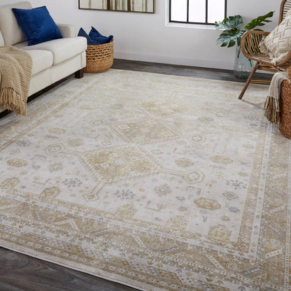 Aura Persian Rug - 3738F by Feizy in gold, ivory. Made from polyester, polypropylene in a unique style.