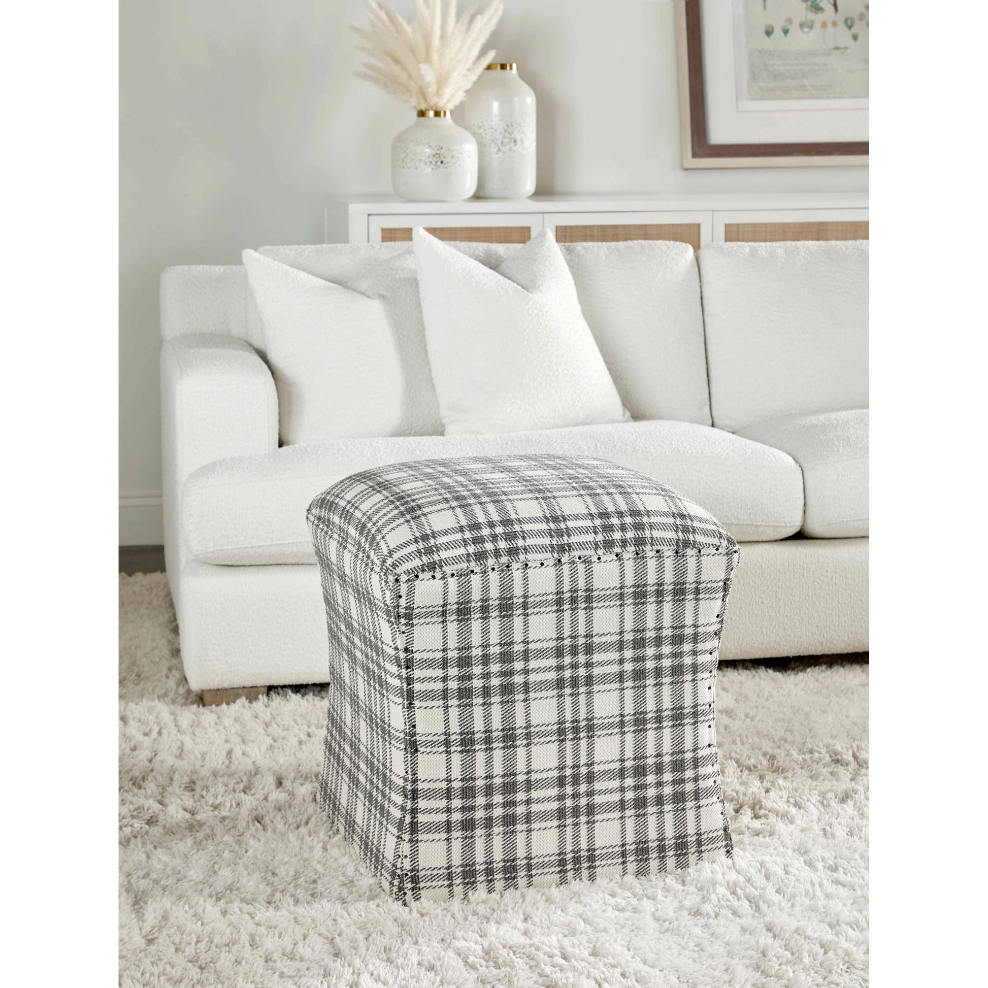 York Ottoman by Essentials For Living in bisque and bisque french linen. Made from 100% french linen in a traditional style.