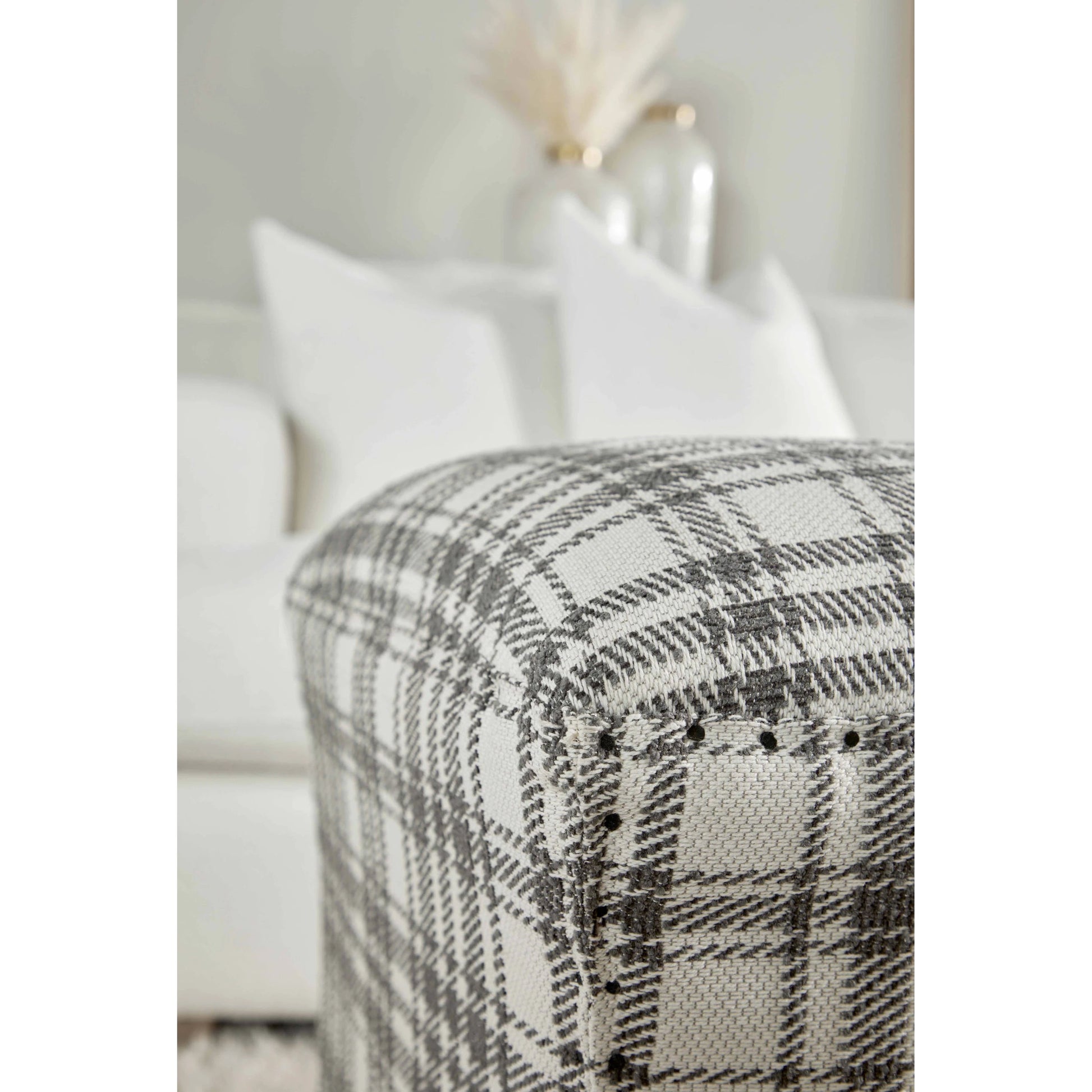 York Ottoman by Essentials For Living in bisque and bisque french linen. Made from 100% french linen in a traditional style.
