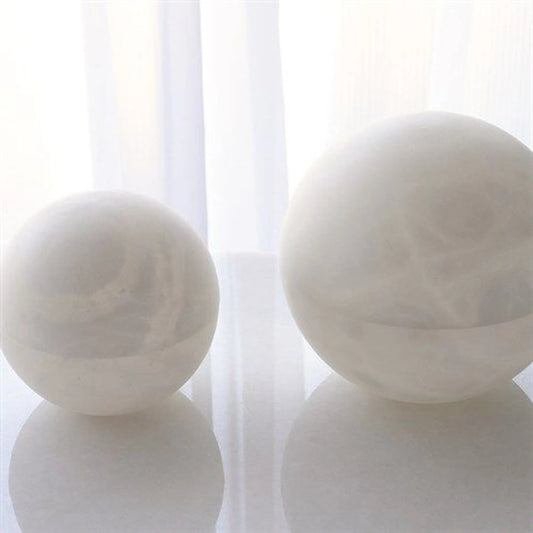 Alabaster Sphere Box by Global Views in white. Made from alabaster in a eclectic & global style.