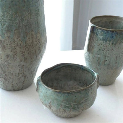 Pinch Pot Planter by Global Views in reactive seafoam. Made from ceramic in a eclectic & global style.