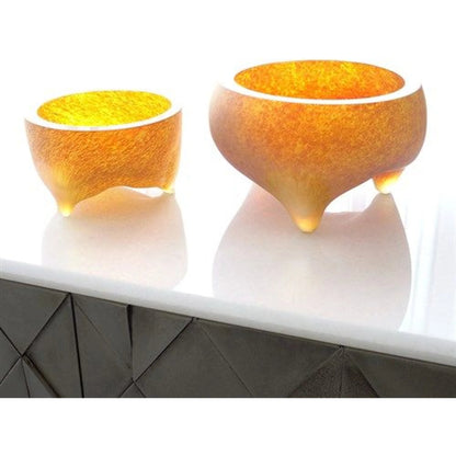 Freeform Tripod Bowl by Global Views in frosted irys gelp. Made from art glass in a eclectic & global style.