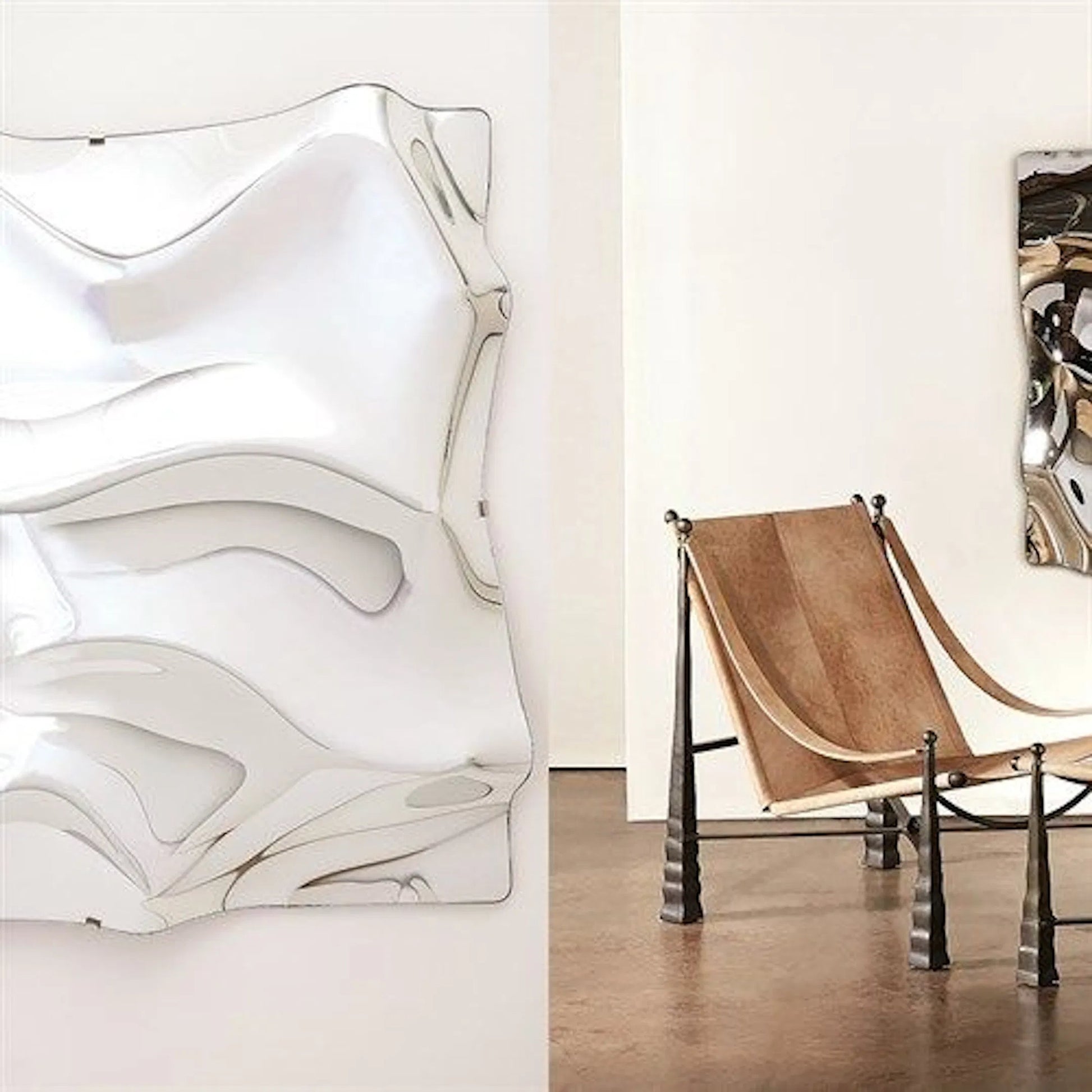 Cognac Chair by Global Views. Made from metal, cowhide in a rustic style.