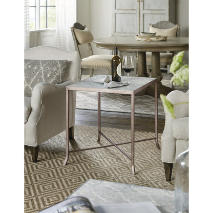 Lapilli End Table by Hooker Furniture in silver. Made from metal, stone veneer in a modern style.
